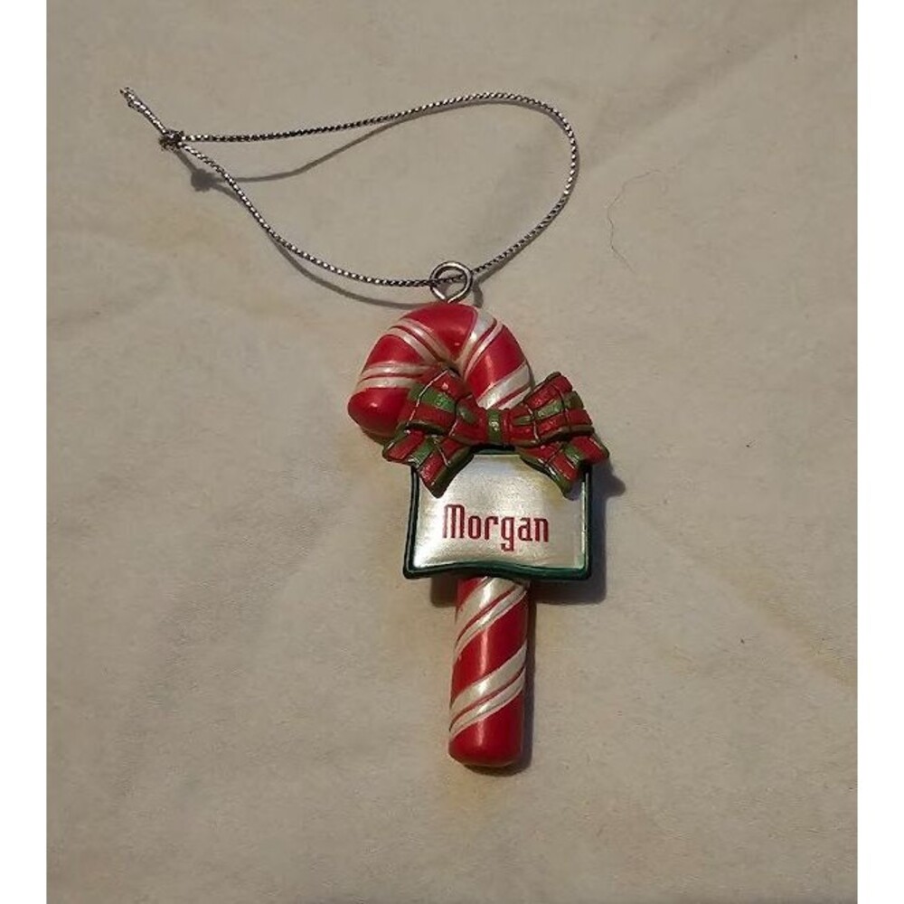 Ganz Candy Cane Christmas Ornament Red Personalized - Morgan